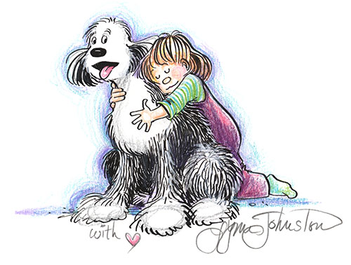 Young Elizabeth hugs Farley
